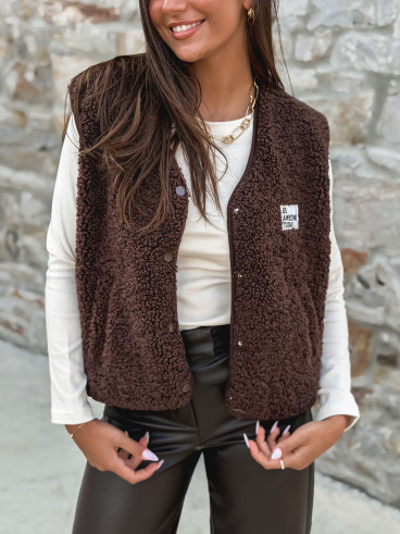 Gilet teddy Natanaëlle - Chocolat Gilet teddy Natanaëlle - Chocolat