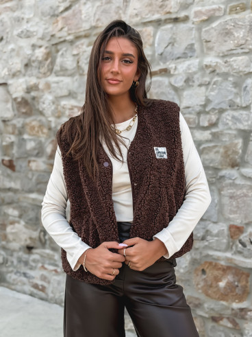 Gilet teddy Natanaëlle - Chocolat Gilet teddy Natanaëlle - Chocolat