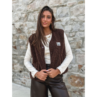 Gilet teddy Natanaëlle - Chocolat