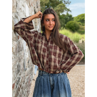 Chemise à carreaux Leandra - Bordeaux/Beige