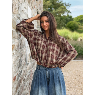 Chemise à carreaux Leandra - Bordeaux/Beige