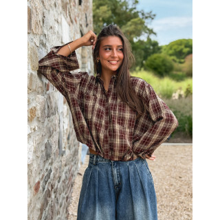 Chemise à carreaux Leandra - Bordeaux/Beige