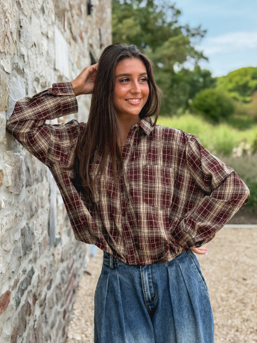 Chemise à carreaux Leandra - Bordeaux/Beige