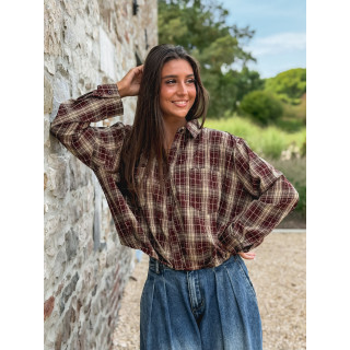 Chemise à carreaux Leandra - Bordeaux/Beige