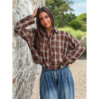 Chemise à carreaux Leandra - Bordeaux/Beige