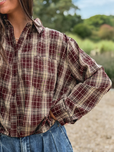 Chemise à carreaux Leandra - Bordeaux/Beige