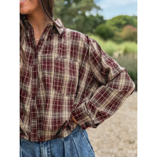 Chemise à carreaux Leandra - Bordeaux/Beige