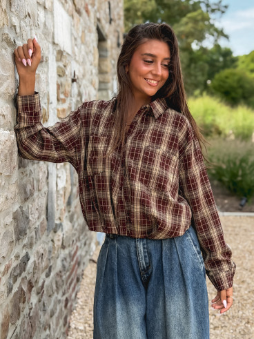 Chemise à carreaux Leandra - Bordeaux/Beige