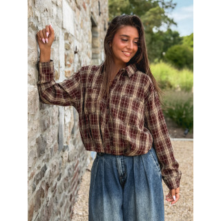 Chemise à carreaux Leandra - Bordeaux/Beige