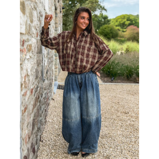Chemise à carreaux Leandra - Bordeaux/Beige
