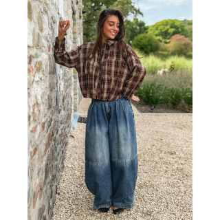 Chemise à carreaux Leandra - Bordeaux/Beige