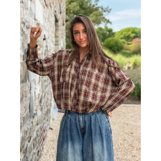Chemise à carreaux Leandra - Bordeaux/Beige