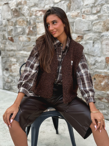 Gilet teddy Natanaëlle - Chocolat Gilet teddy Natanaëlle - Chocolat