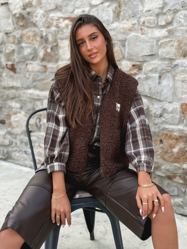 Gilet teddy Natanaëlle - Chocolat Gilet teddy Natanaëlle - Chocolat