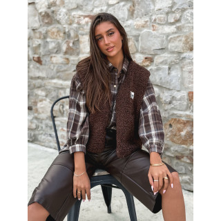 Gilet teddy Natanaëlle - Chocolat