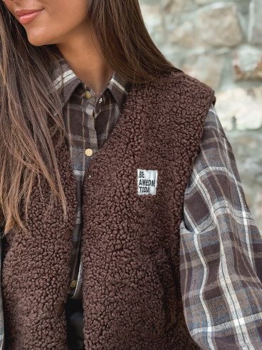 Gilet teddy Natanaëlle - Chocolat