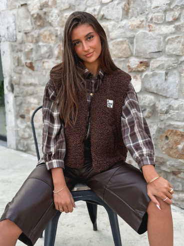 Gilet teddy Natanaëlle - Chocolat