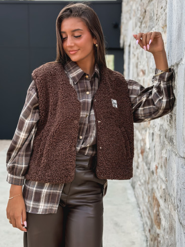 Gilet teddy Natanaëlle - Chocolat Gilet teddy Natanaëlle - Chocolat
