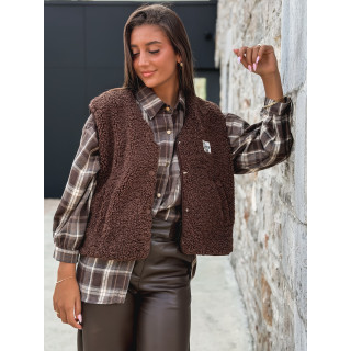 Gilet teddy Natanaëlle - Chocolat
