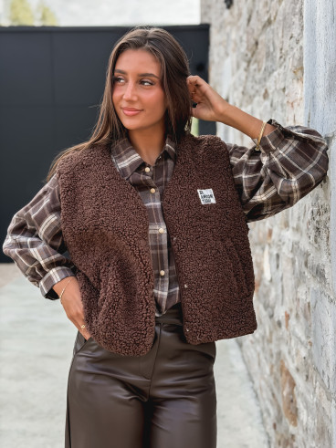 Gilet teddy Natanaëlle - Chocolat Gilet teddy Natanaëlle - Chocolat