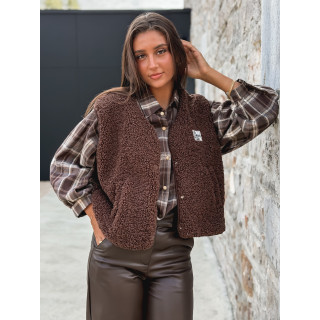 Gilet teddy Natanaëlle - Chocolat