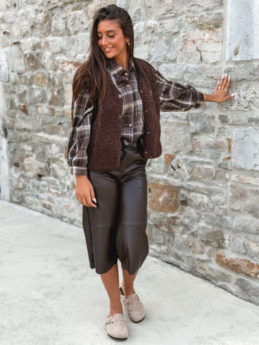 Pantacourt en simili cuir Elowene - Chocolat Pantacourt en simili cuir Elowene - Chocolat
