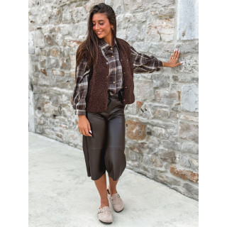 Pantacourt en simili cuir Elowene - Chocolat