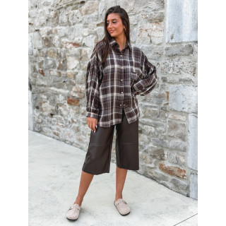 Pantacourt en simili cuir Elowene - Chocolat