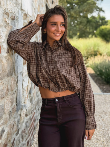 Crop chemise Nesta - Chocolat