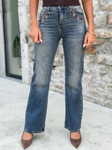 Jeans à strass Lorelei - Bleu