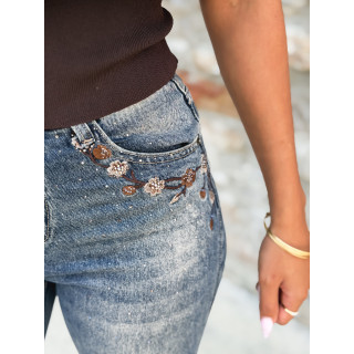 Jeans à strass Lorelei - Bleu
