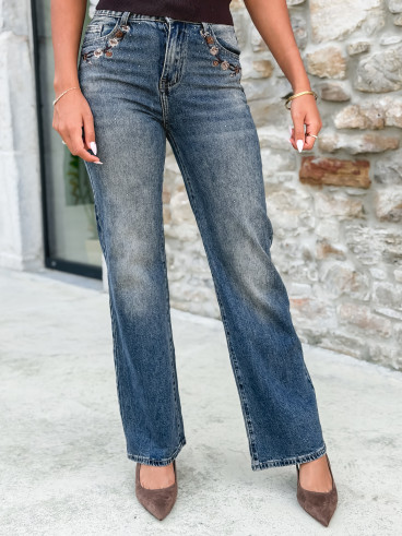Jeans à strass Lorelei - Bleu