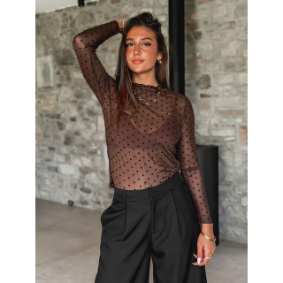 Blouse à pois Noémie - Chocolat