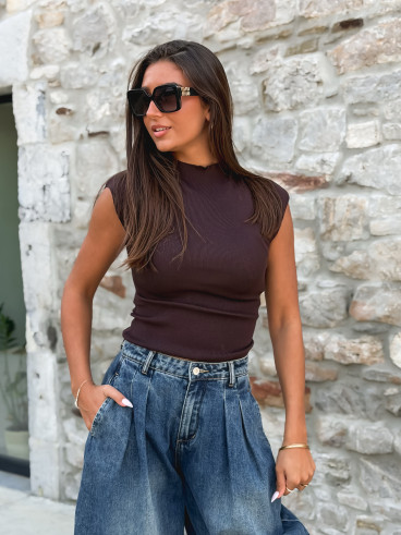 Blouse sans manches Anouk - Chocolat Blouse sans manches Anouk - Chocolat