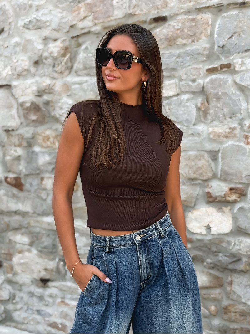 Blouse sans manches Anouk - Chocolat Blouse sans manches Anouk - Chocolat