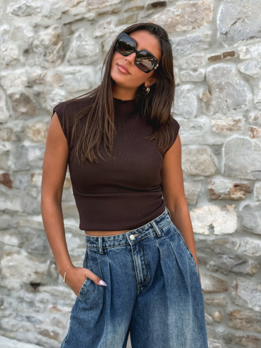 Blouse sans manches Anouk - Chocolat Blouse sans manches Anouk - Chocolat