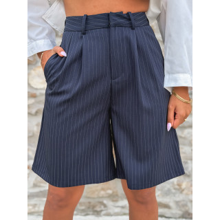 Bermuda ligné Salomé - Bleu marine