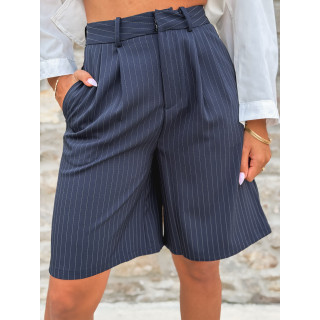 Bermuda ligné Salomé - Bleu marine