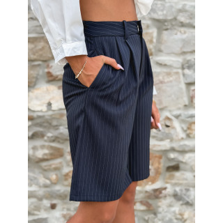 Bermuda ligné Salomé - Bleu marine