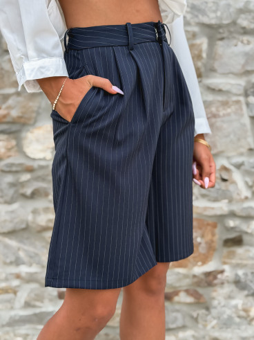 Bermuda ligné Salomé - Bleu marine