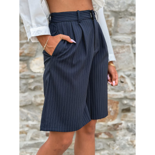 Bermuda ligné Salomé - Bleu marine