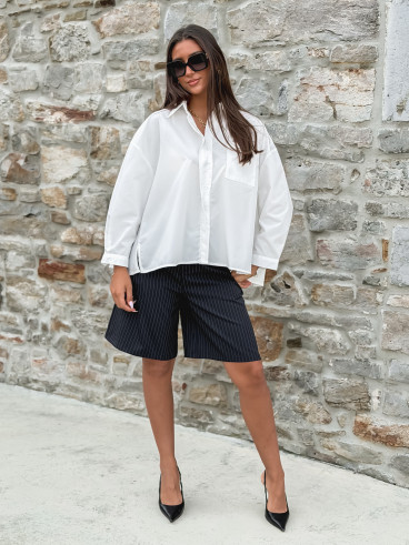 Bermuda ligné Salomé - Bleu marine Bermuda ligné Salomé - Bleu marine