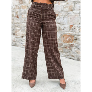 Pantalon à carreaux Ilénya - Chocolat