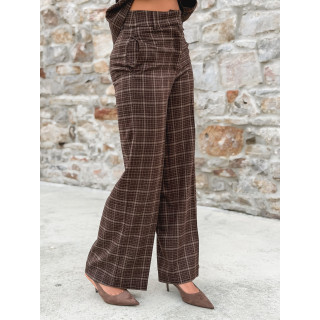 Pantalon à carreaux Ilénya - Chocolat