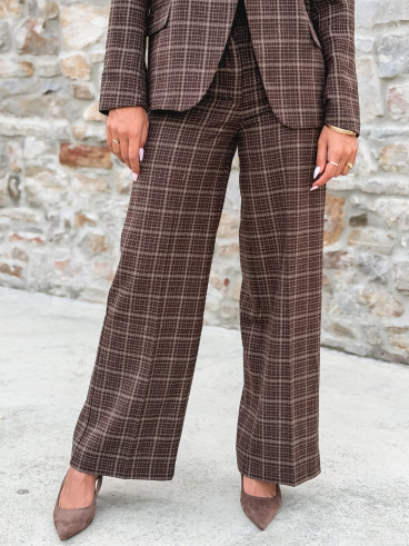 Pantalon à carreaux Ilénya - Chocolat Pantalon à carreaux Ilénya - Chocolat