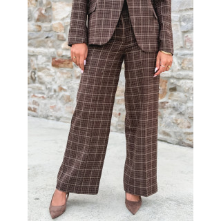 Pantalon à carreaux Ilénya - Chocolat