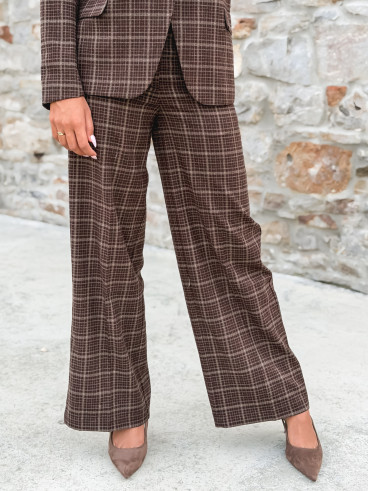 Pantalon à carreaux Ilénya - Chocolat Pantalon à carreaux Ilénya - Chocolat