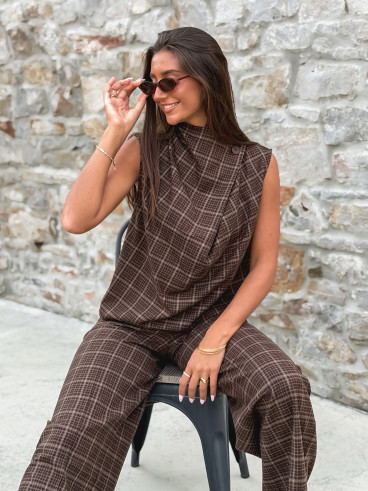 Blouse à carreaux Ilénya - Chocolat