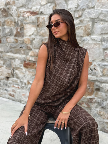 Blouse à carreaux Ilénya - Chocolat