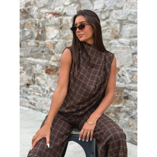 Blouse à carreaux Ilénya - Chocolat